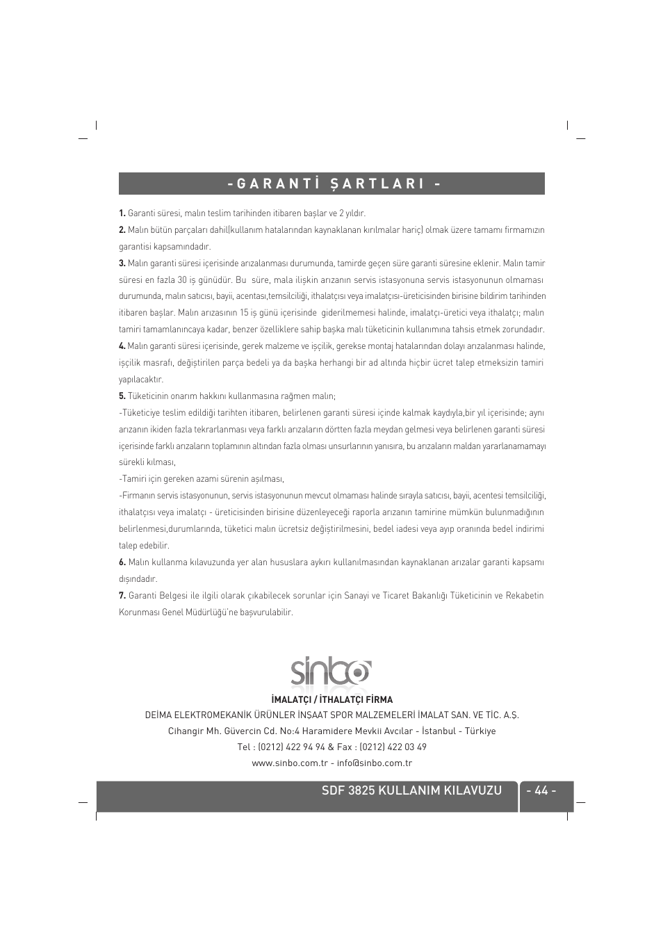 SINBO SDF 3825 User Manual | Page 45 / 48