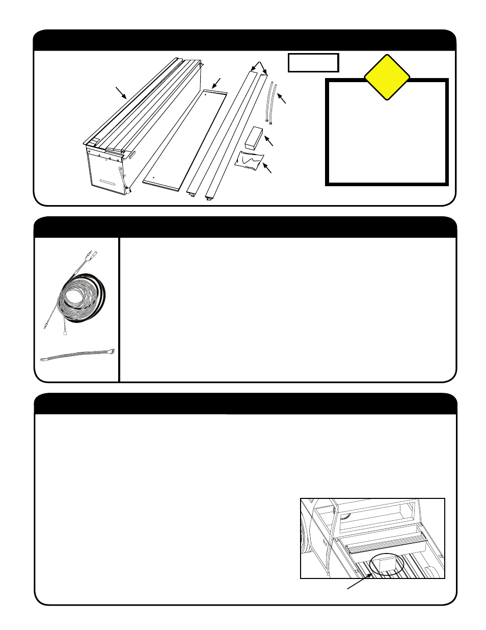 Step 2: install wiring harness, Step 3: place canister in truck bed, Packaging contents | Caution | Pace-Edwards Bedlocker Electric Standard User Manual | Page 3 / 8