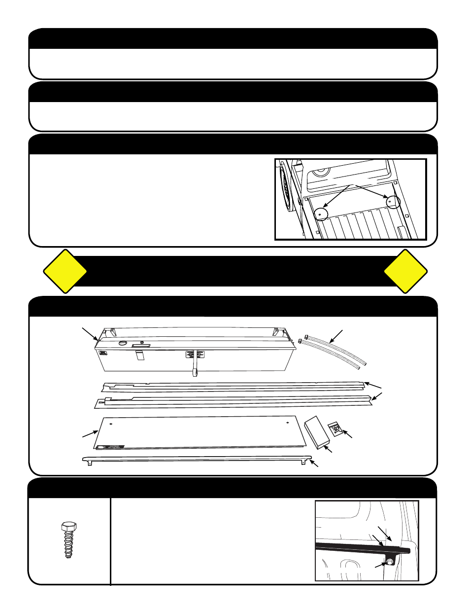 Drain hole locations, Packaging contents, Step 1: install l-shaped front sill | Tools required for assembly: before you start, Caution | Pace-Edwards JR Series Ford Ranger User Manual | Page 2 / 8