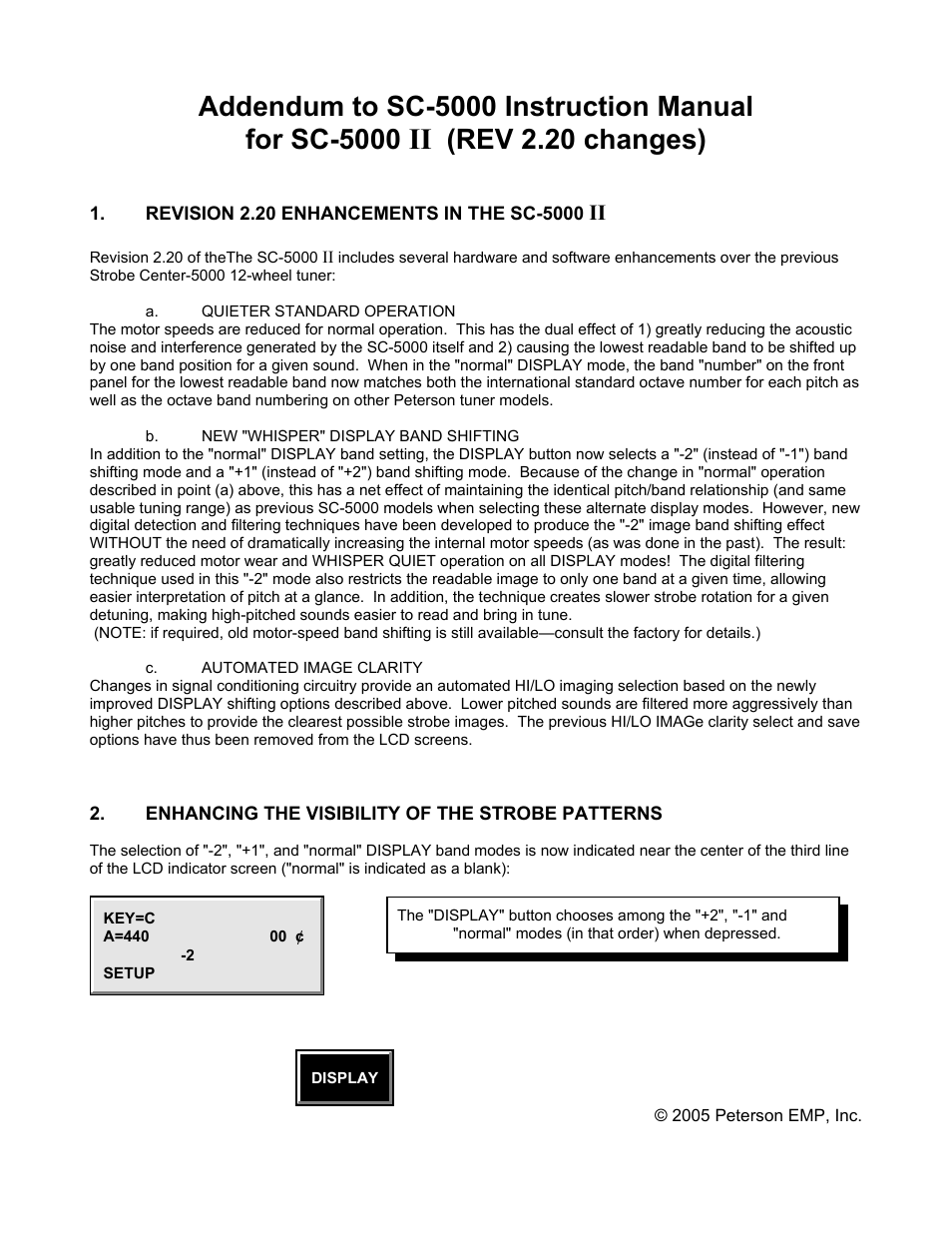 Peterson Strobe Center 5000-II Addendum User Manual | 1 page