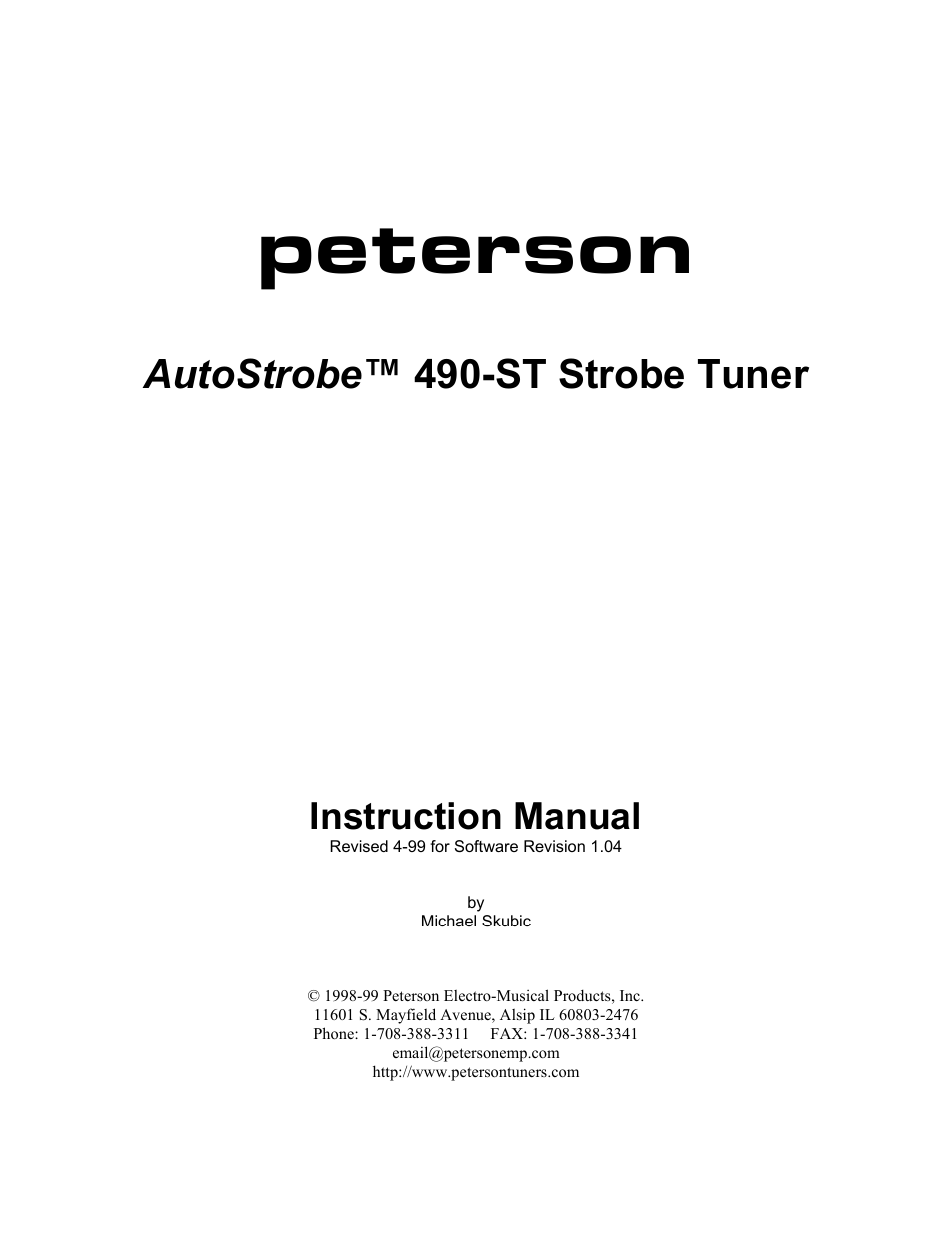 Peterson AutoStrobe 490ST User Manual | 44 pages