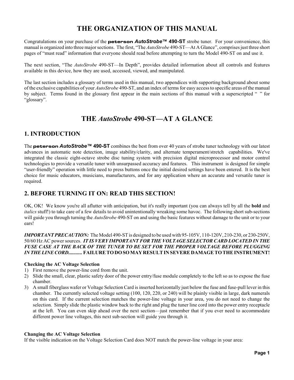 The organization of this manual, The autostrobe 490-st—at a glance, Introduction | Peterson AutoStrobe 490ST User Manual | Page 3 / 44