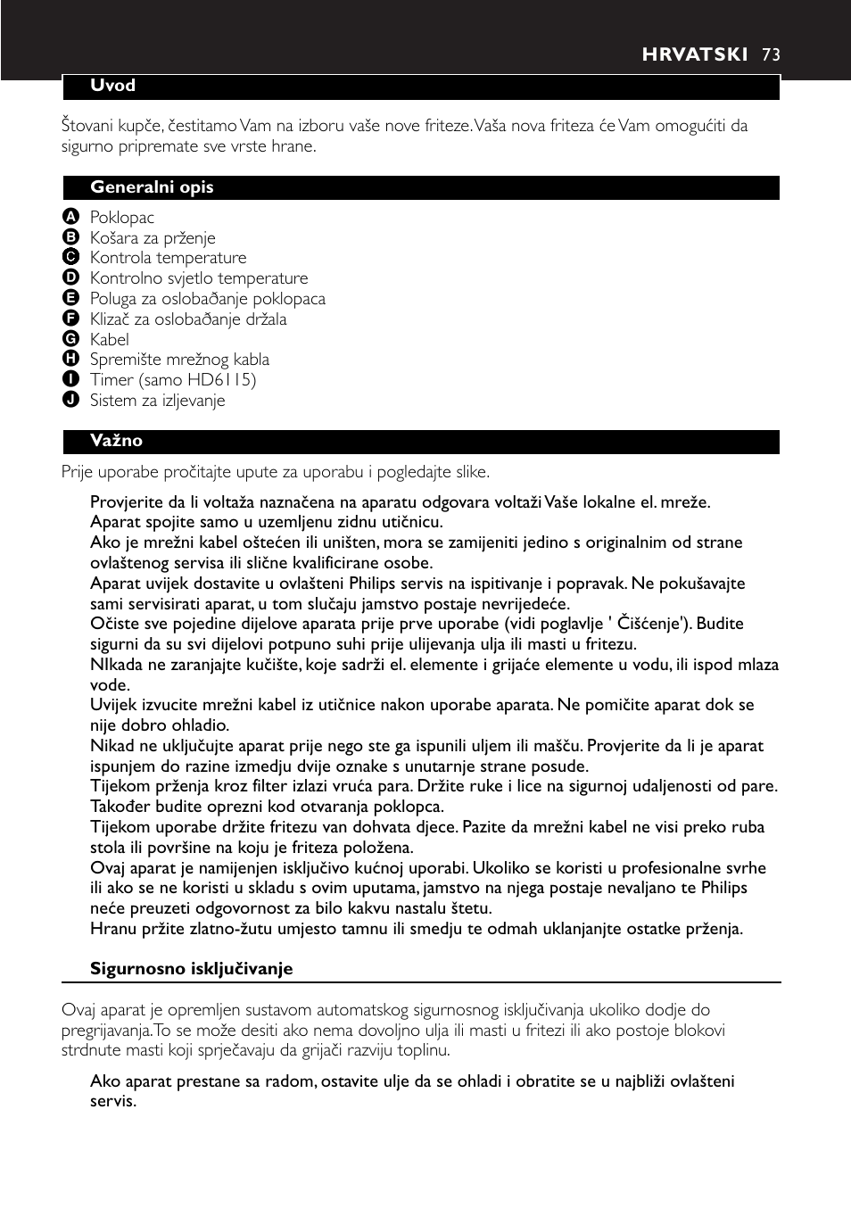 Hrvatski 73 | Philips HD6111 User Manual | Page 73 / 136