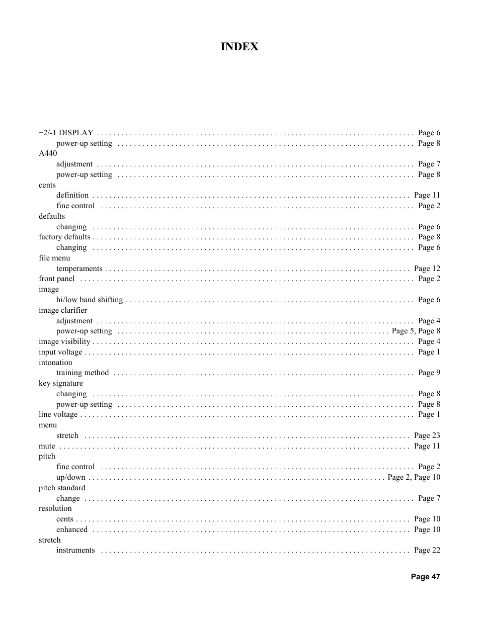 Index | Peterson Strobe Center 5000-II User Manual | Page 49 / 50