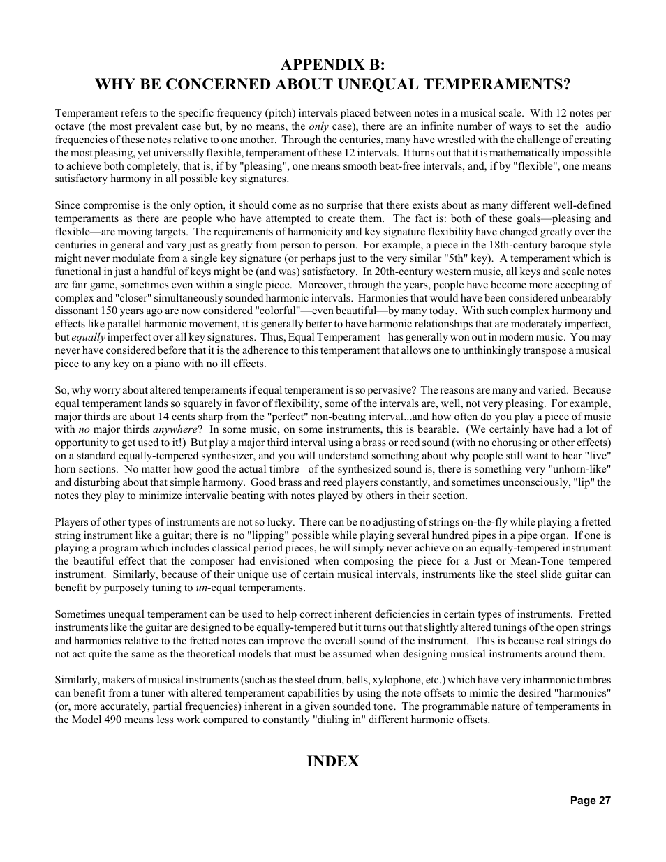 Index | Peterson AutoStrobe 490 User Manual | Page 25 / 27