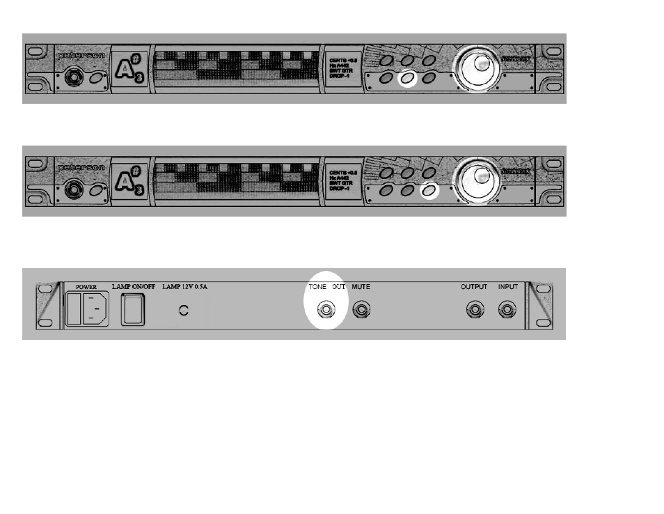 Drop tuning button, Save button, Audio tones | Peterson VS-R StroboRack User Manual | Page 19 / 43