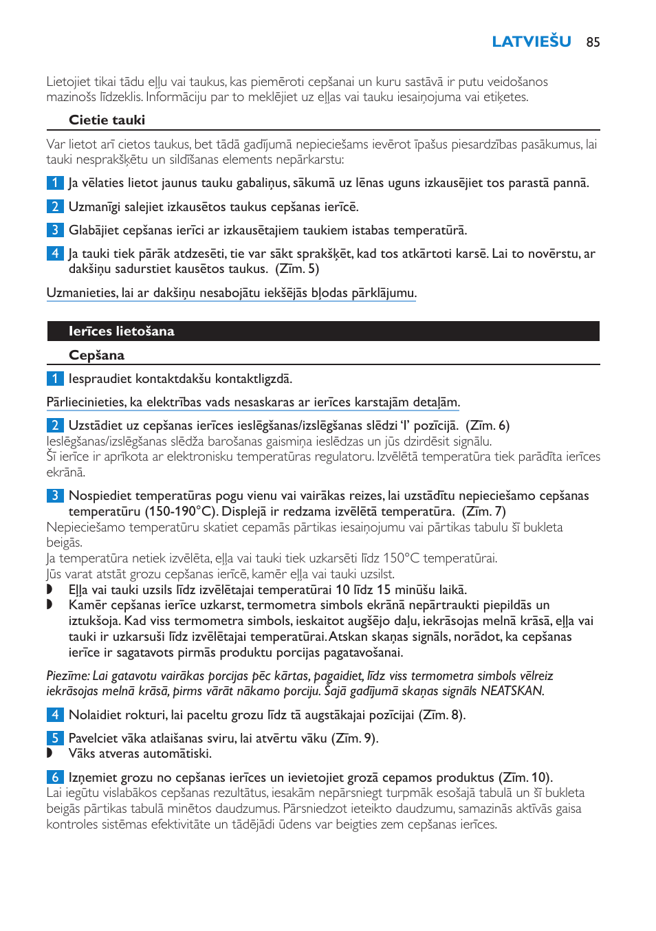 Cietie tauki, Ierīces lietošana, Cepšana | Ieteiktie daudzumi | Philips HD6180 User Manual | Page 85 / 168