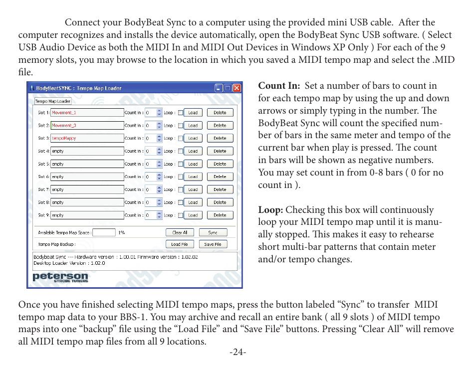 Peterson BBS-1 BodyBeat Sync User Manual | Page 24 / 36