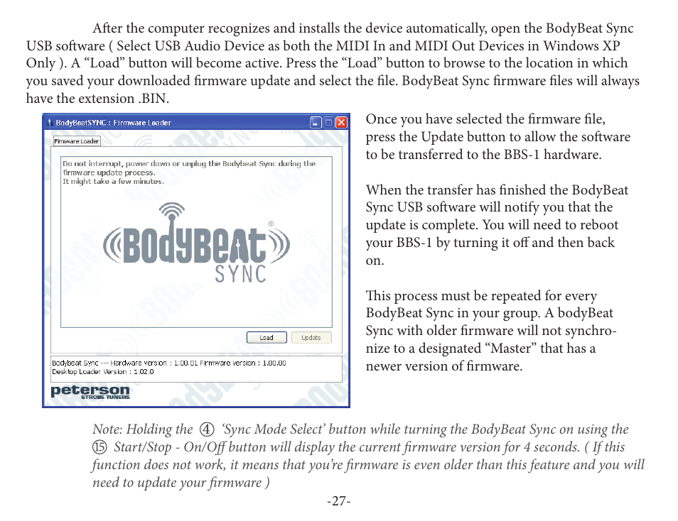 Peterson BBS-1 BodyBeat Sync User Manual | Page 27 / 36