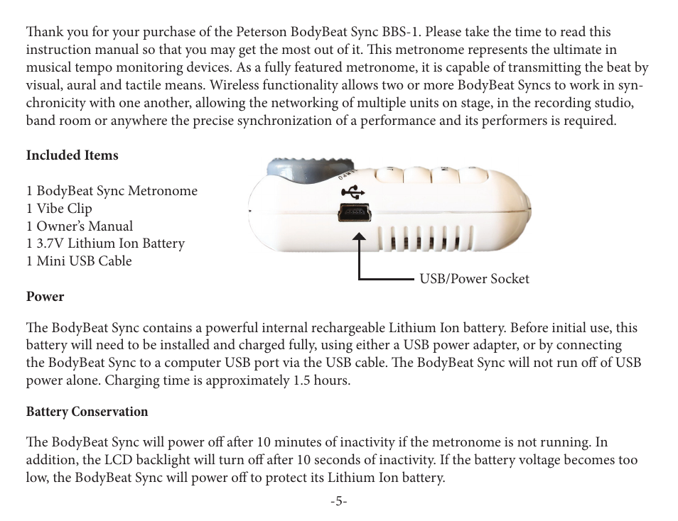 Peterson BBS-1 BodyBeat Sync User Manual | Page 5 / 36