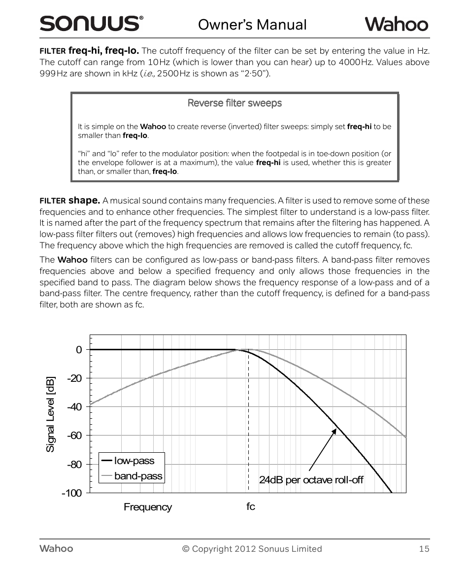 Owner’s manual | Peterson Sonuus Wahoo User Manual | Page 15 / 32