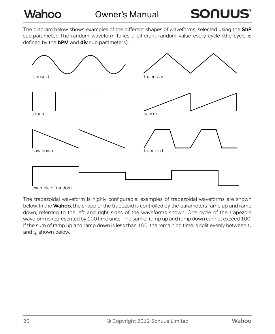 Owner’s manual | Peterson Sonuus Wahoo User Manual | Page 20 / 32