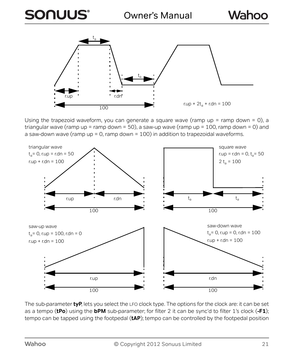 Owner’s manual, Wahoo | Peterson Sonuus Wahoo User Manual | Page 21 / 32