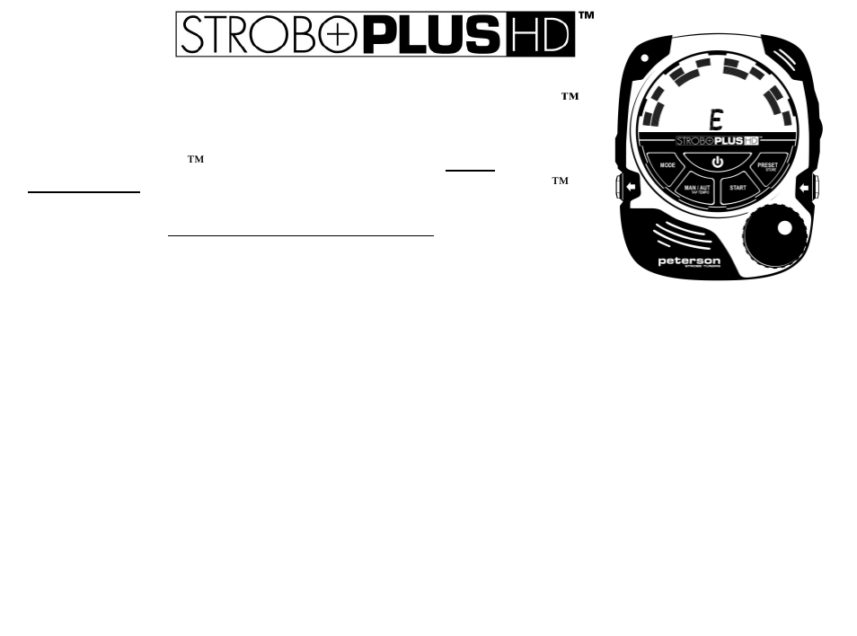 Peterson StroboPlus HD Quickstart Guide User Manual | 2 pages