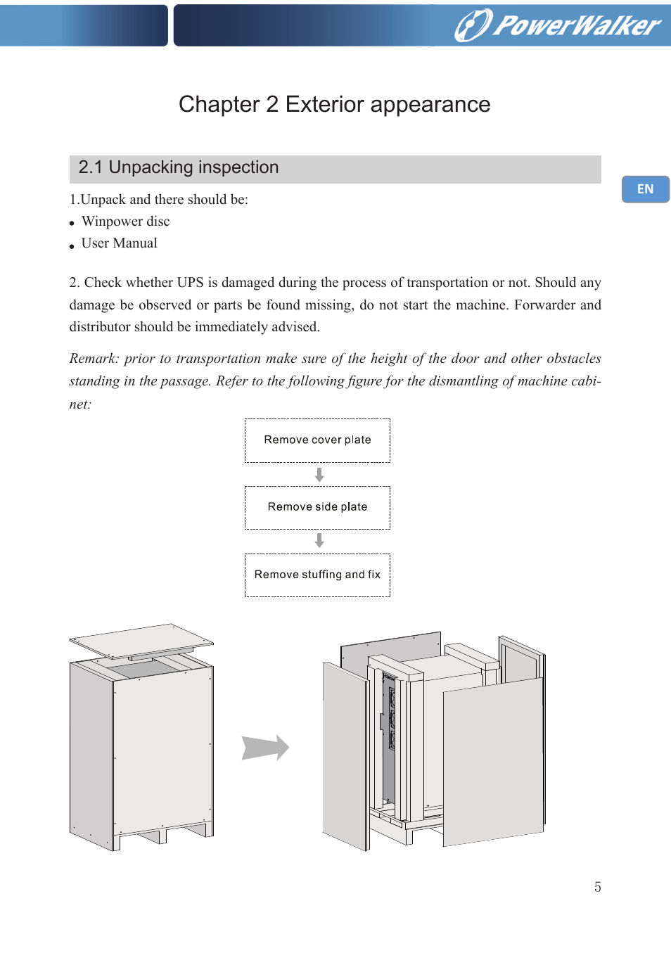 Chapter 2 exterior appearance | PowerWalker VFI 20000TP 3_3 BX User Manual | Page 11 / 36