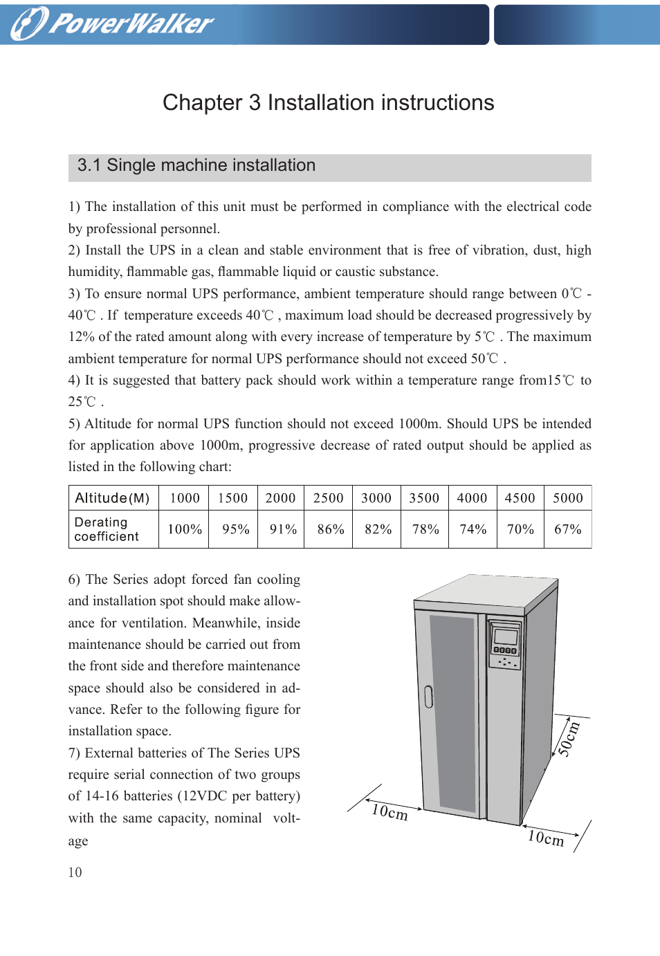 Chapter 3 installation instructions | PowerWalker VFI 20000TP 3_3 BX User Manual | Page 16 / 36