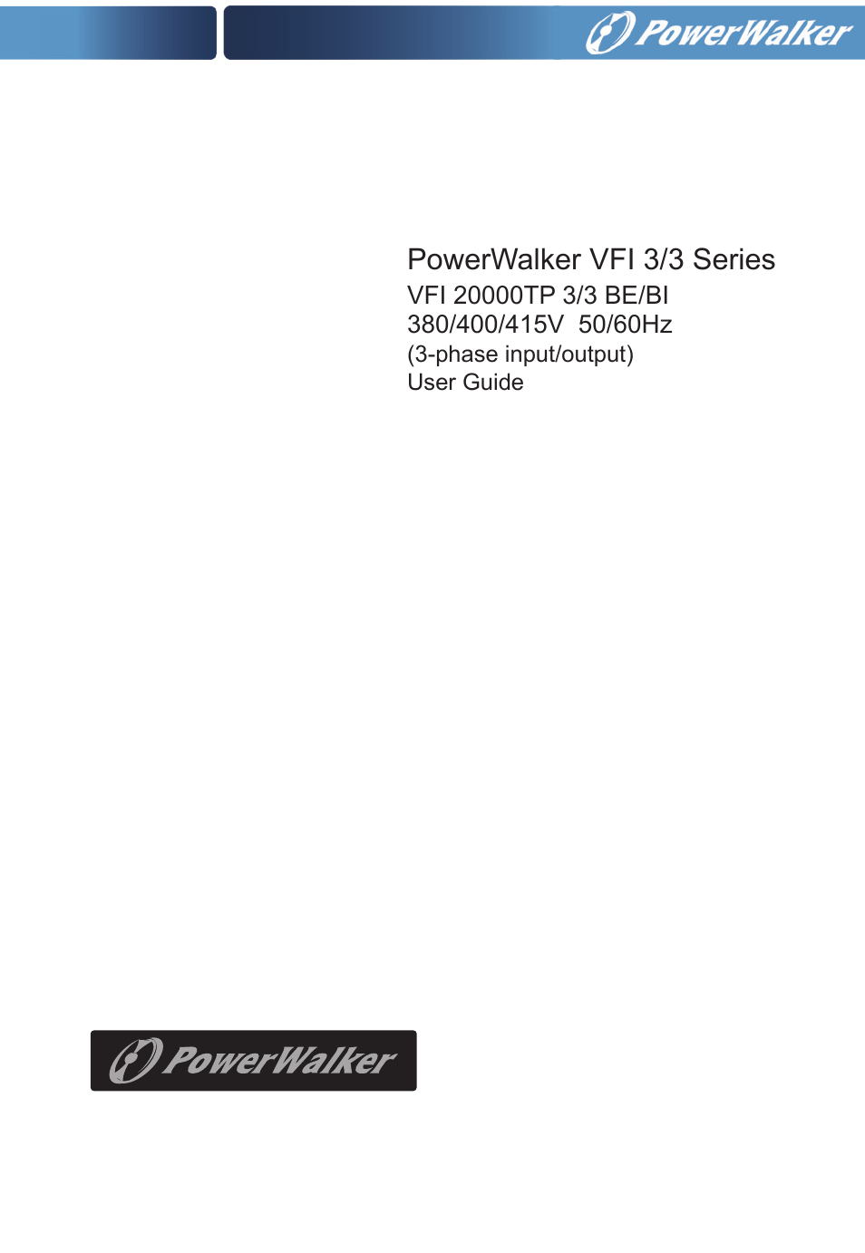 PowerWalker VFI 20000TP 3_3 BE User Manual | 60 pages