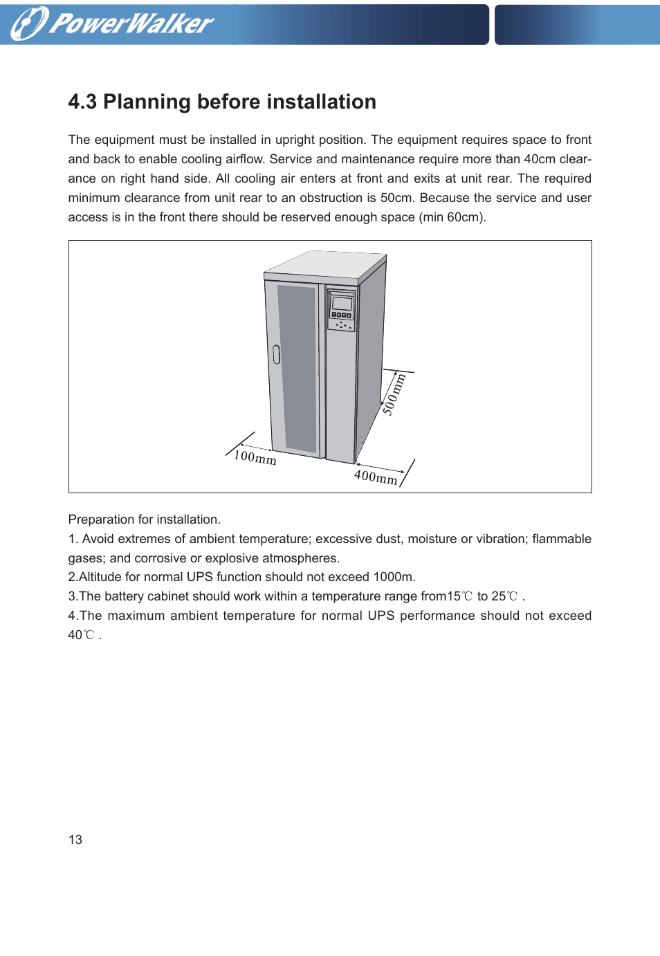 3 planning before installation | PowerWalker VFI 20000TP 3_3 BE User Manual | Page 18 / 60