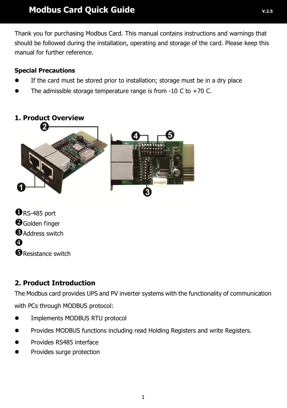 PowerWalker Modbus Card 2 User Manual | 10 pages