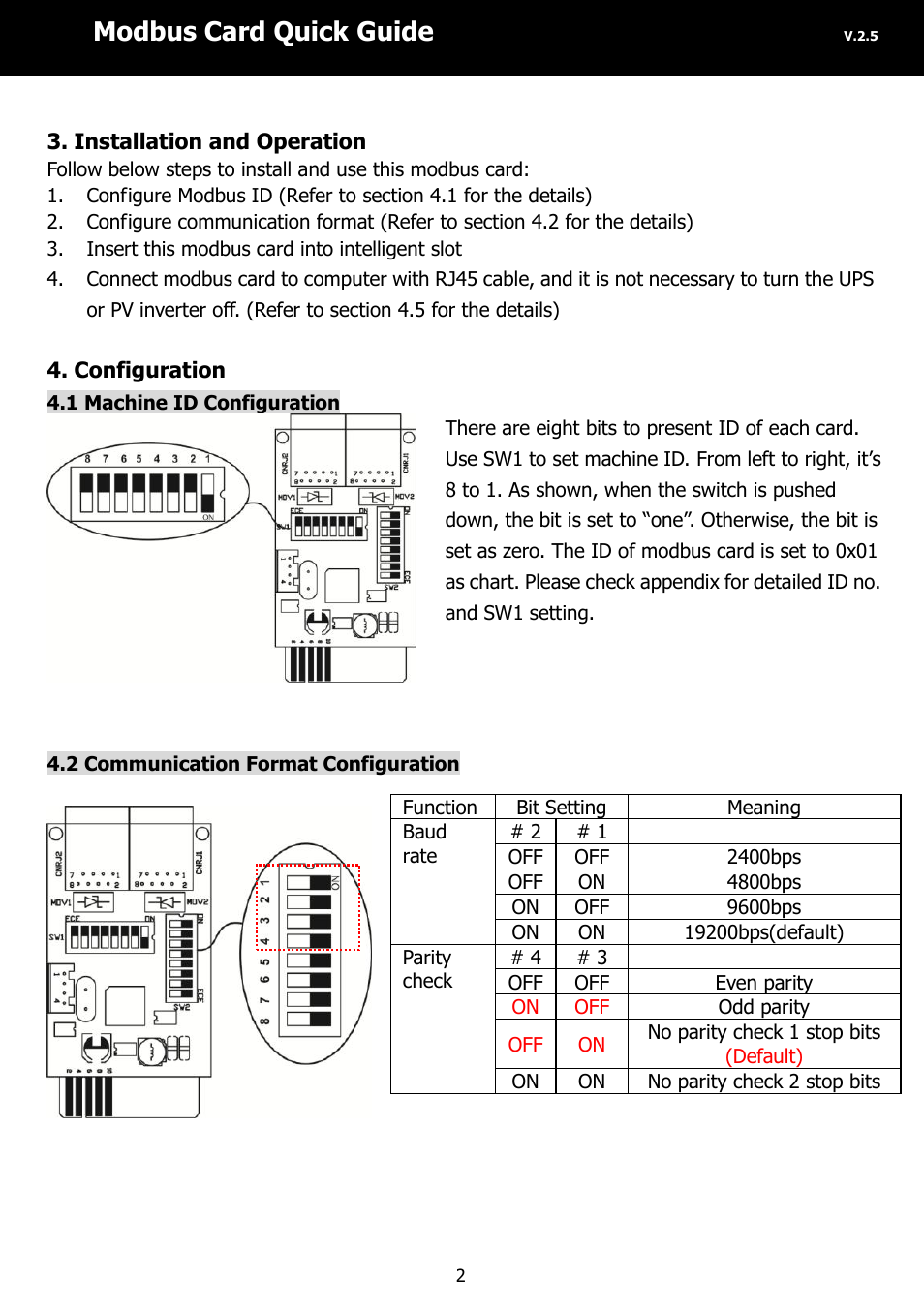 Modbus card quick guide | PowerWalker Modbus Card 2 User Manual | Page 2 / 10