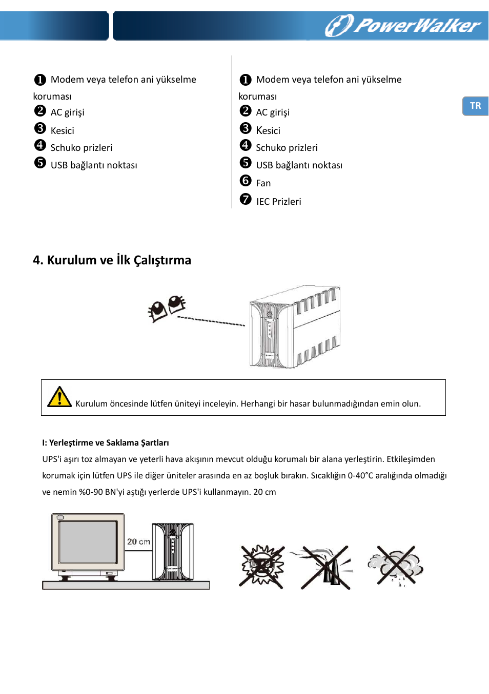 Kurulum ve ilk çalıştırma | PowerWalker VI 400 SE User Manual | Page 105 / 220