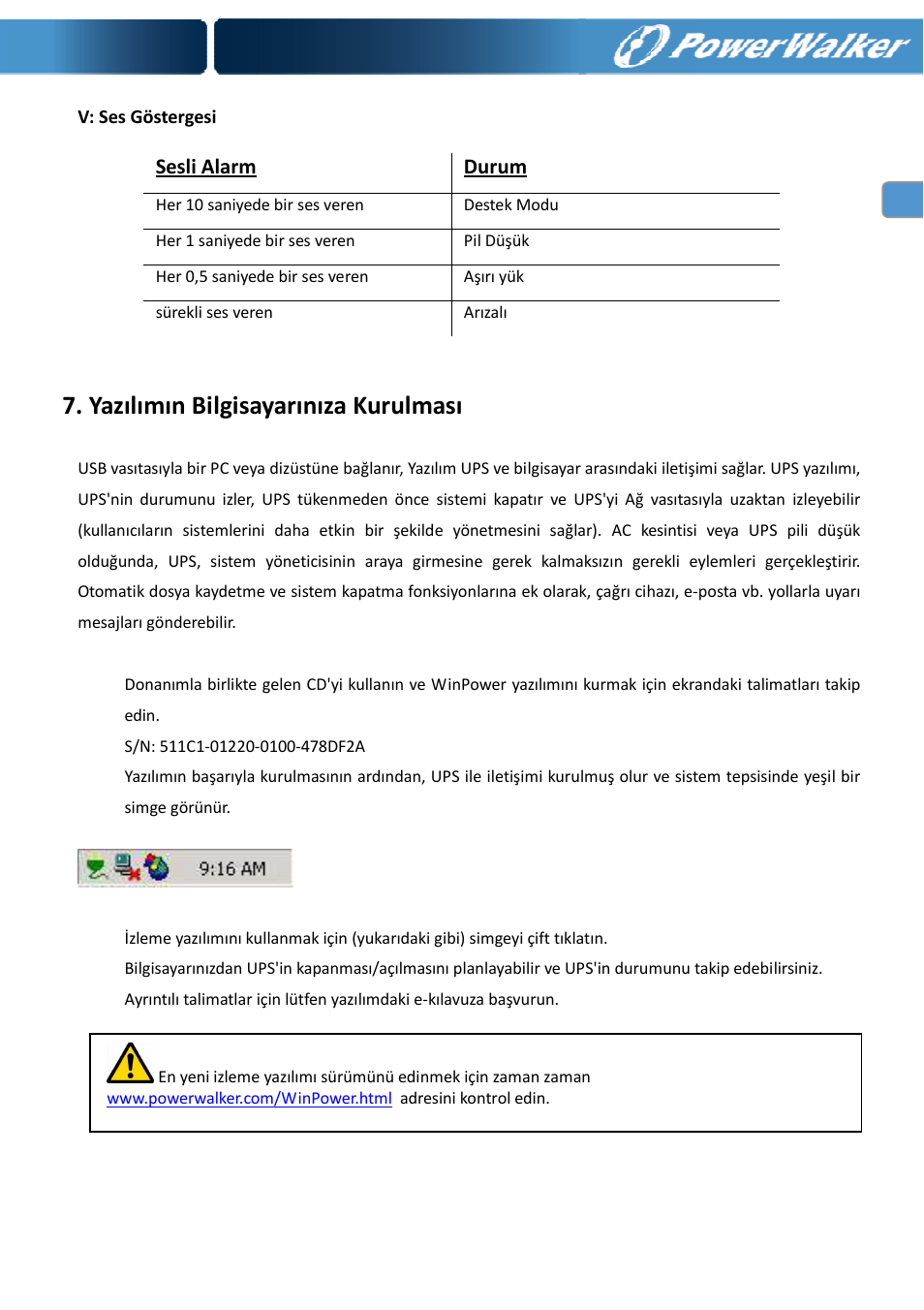 Yazılımın bilgisayarınıza kurulması | PowerWalker VI 400 SE User Manual | Page 108 / 220