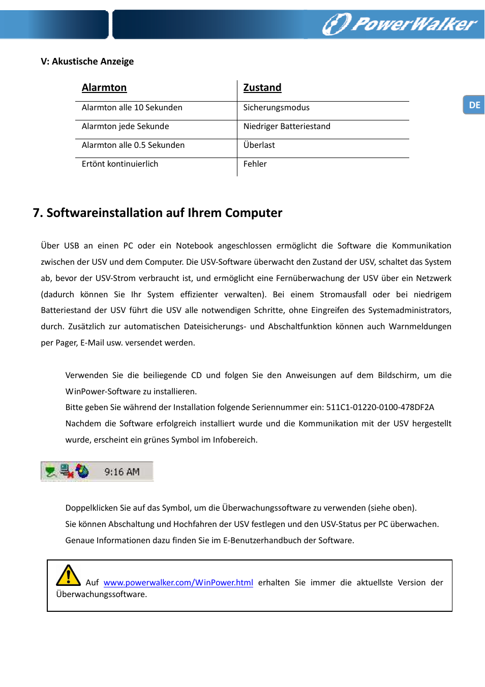 Softwareinstallation auf ihrem computer | PowerWalker VI 400 SE User Manual | Page 20 / 220