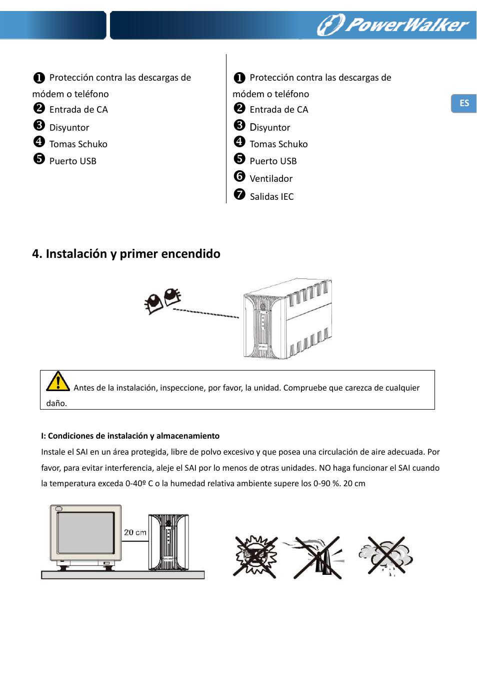 Instalación y primer encendido | PowerWalker VI 400 SE User Manual | Page 39 / 220