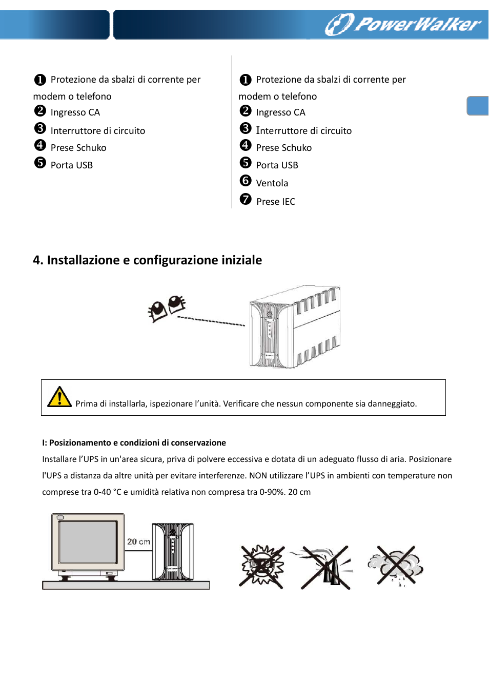 Installazione e configurazione iniziale | PowerWalker VI 400 SE User Manual | Page 50 / 220