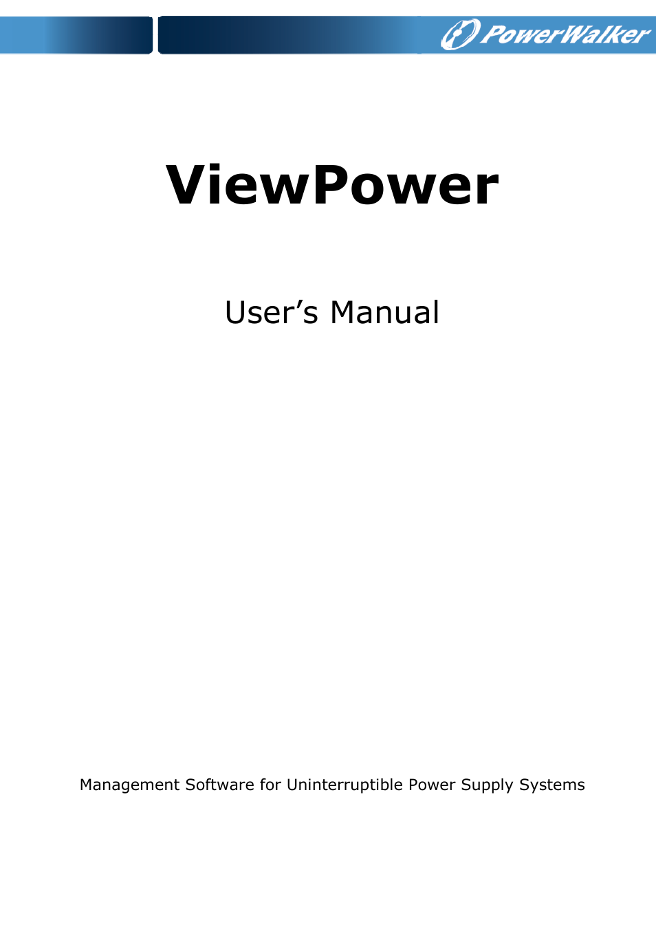 PowerWalker ViewPower PowerWalker User Manual | 53 pages