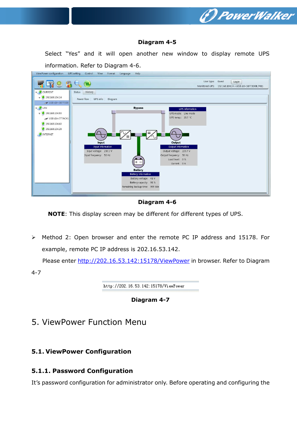 Viewpower function menu | PowerWalker ViewPower PowerWalker User Manual | Page 24 / 53