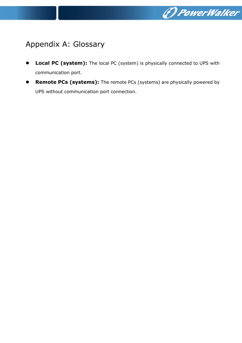 Appendix a: glossary | PowerWalker ViewPower PowerWalker User Manual | Page 53 / 53