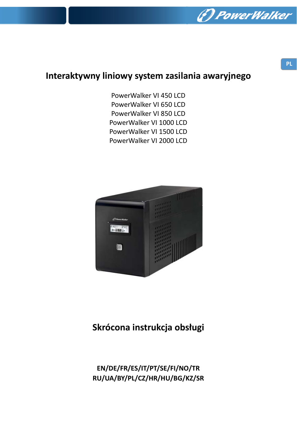Interaktywny liniowy system zasilania awaryjnego, Skrócona instrukcja obsługi | PowerWalker VI 650 LCD User Manual | Page 115 / 183