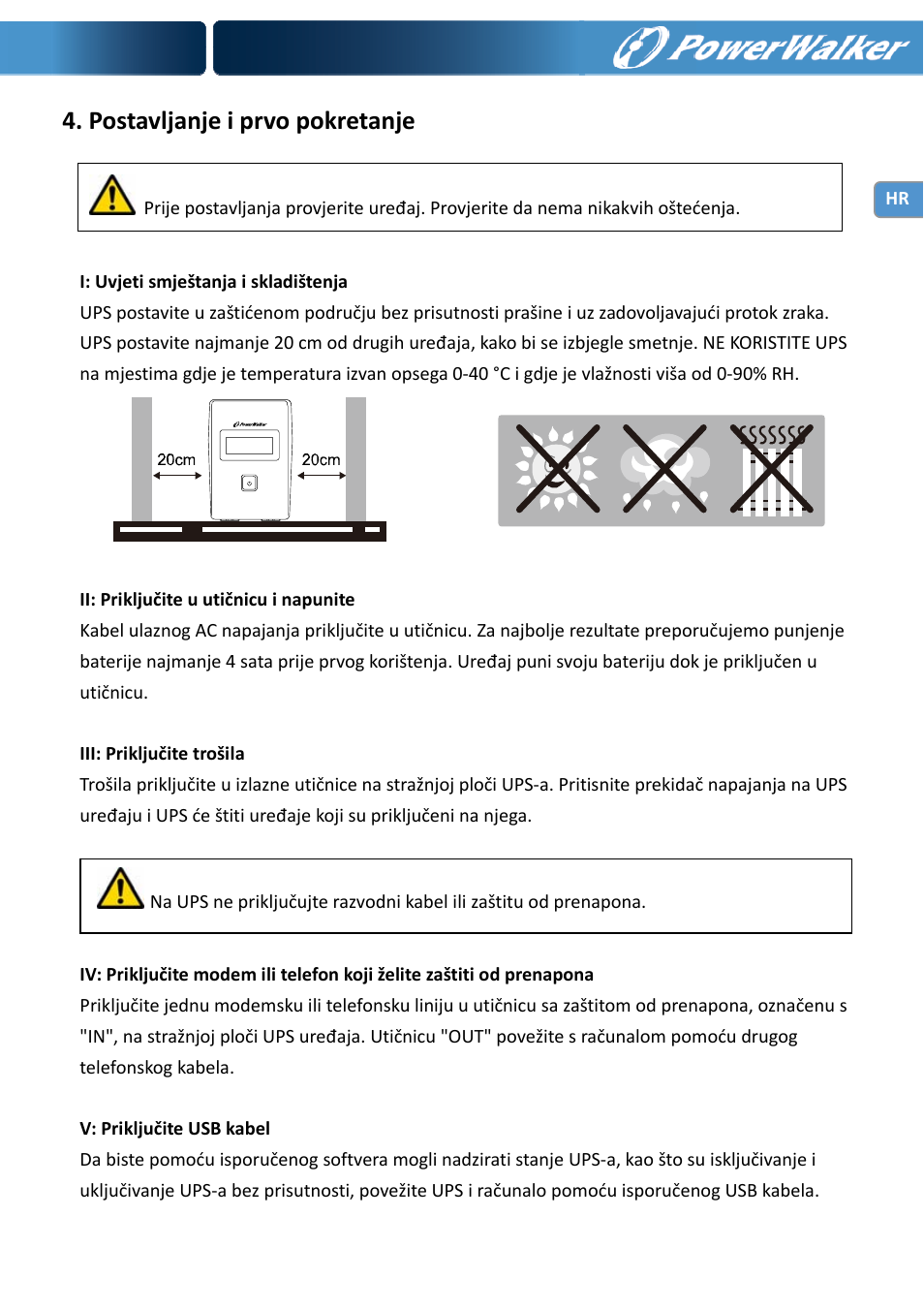 Postavljanje i prvo pokretanje | PowerWalker VI 650 LCD User Manual | Page 140 / 183