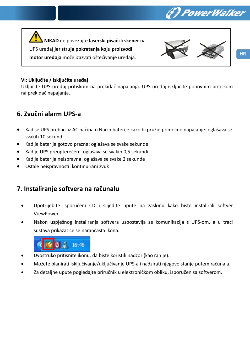 Zvučni alarm ups‐a, Instaliranje softvera na računalu | PowerWalker VI 650 LCD User Manual | Page 141 / 183