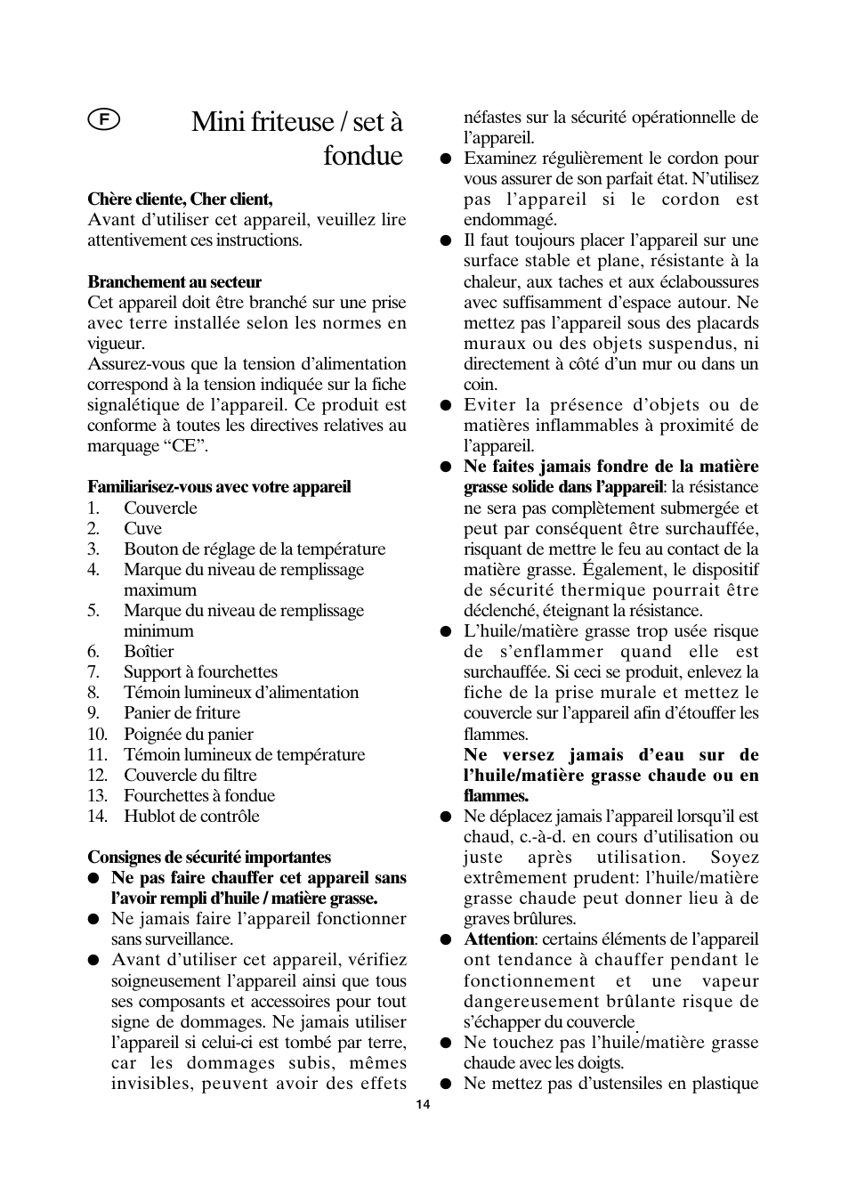 Mini friteuse / set à fondue | SEVERIN FR 2408 User Manual | Page 14 / 70