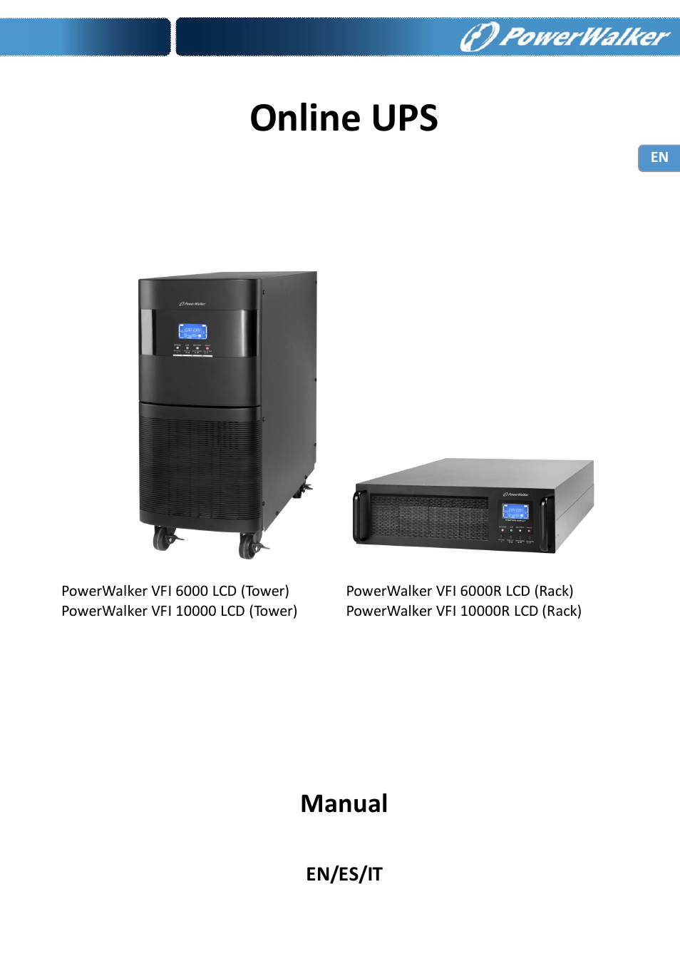PowerWalker Battery Pack for VFI 10000R LCD User Manual | 90 pages