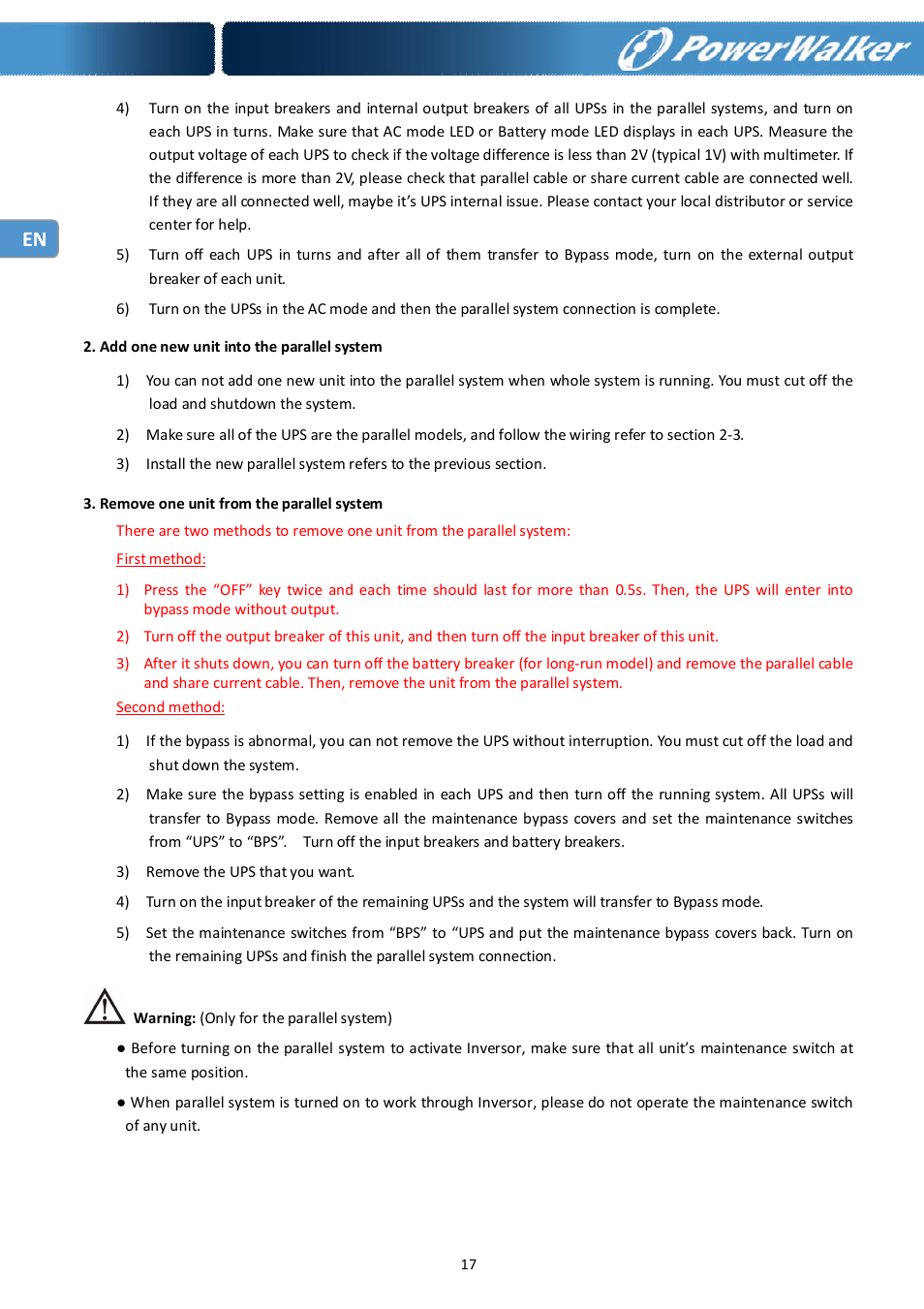 PowerWalker Battery Pack for VFI 10000R LCD User Manual | Page 18 / 90