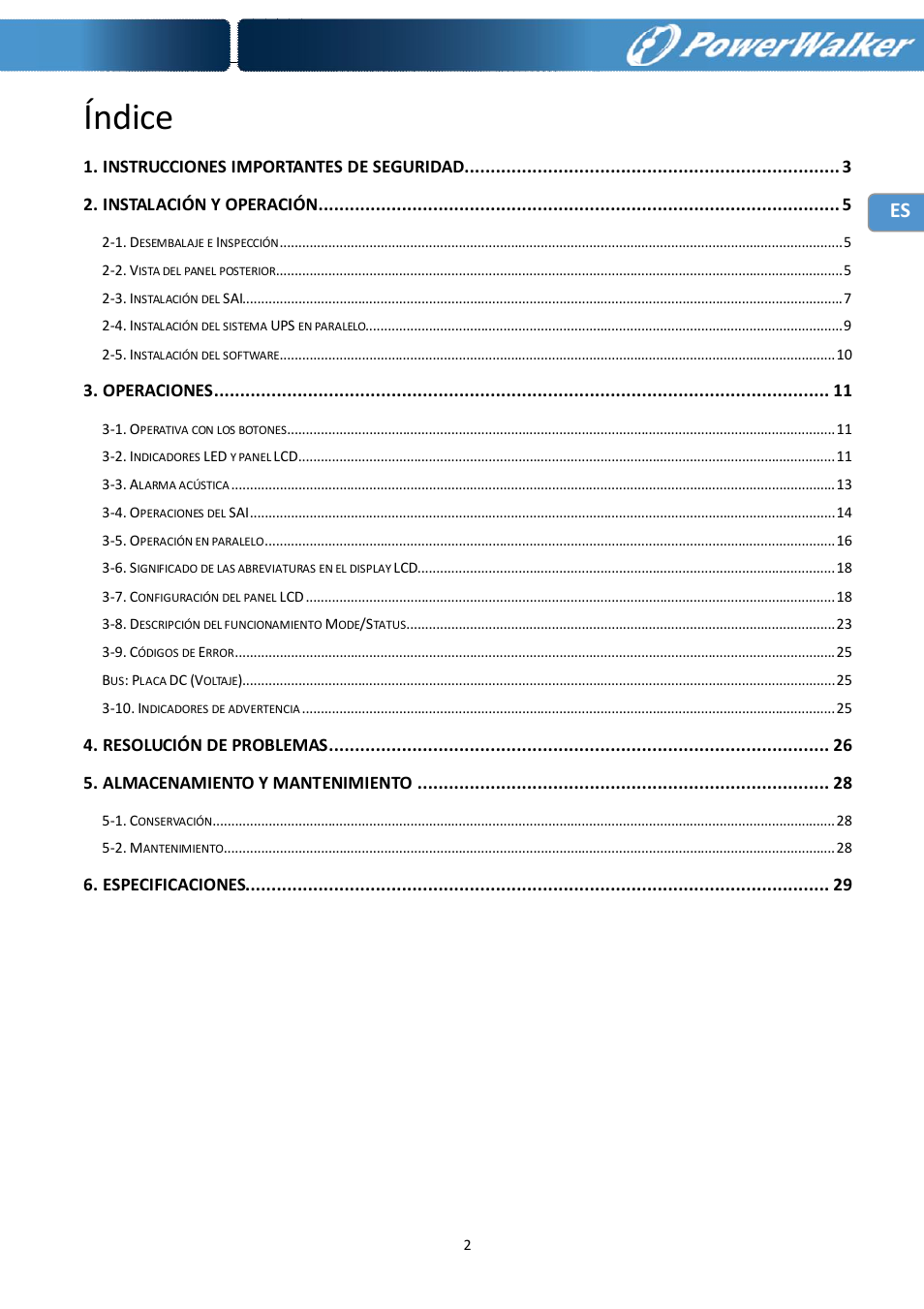 Índice | PowerWalker Battery Pack for VFI 10000R LCD User Manual | Page 33 / 90