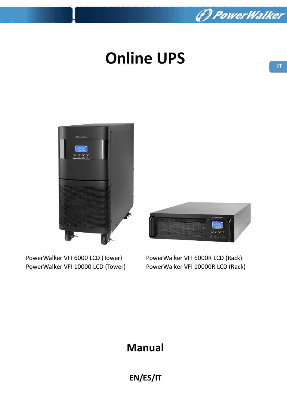 Online6-10kva _it 30930doc, Online ups, Manual | En/es/it | PowerWalker Battery Pack for VFI 10000R LCD User Manual | Page 61 / 90