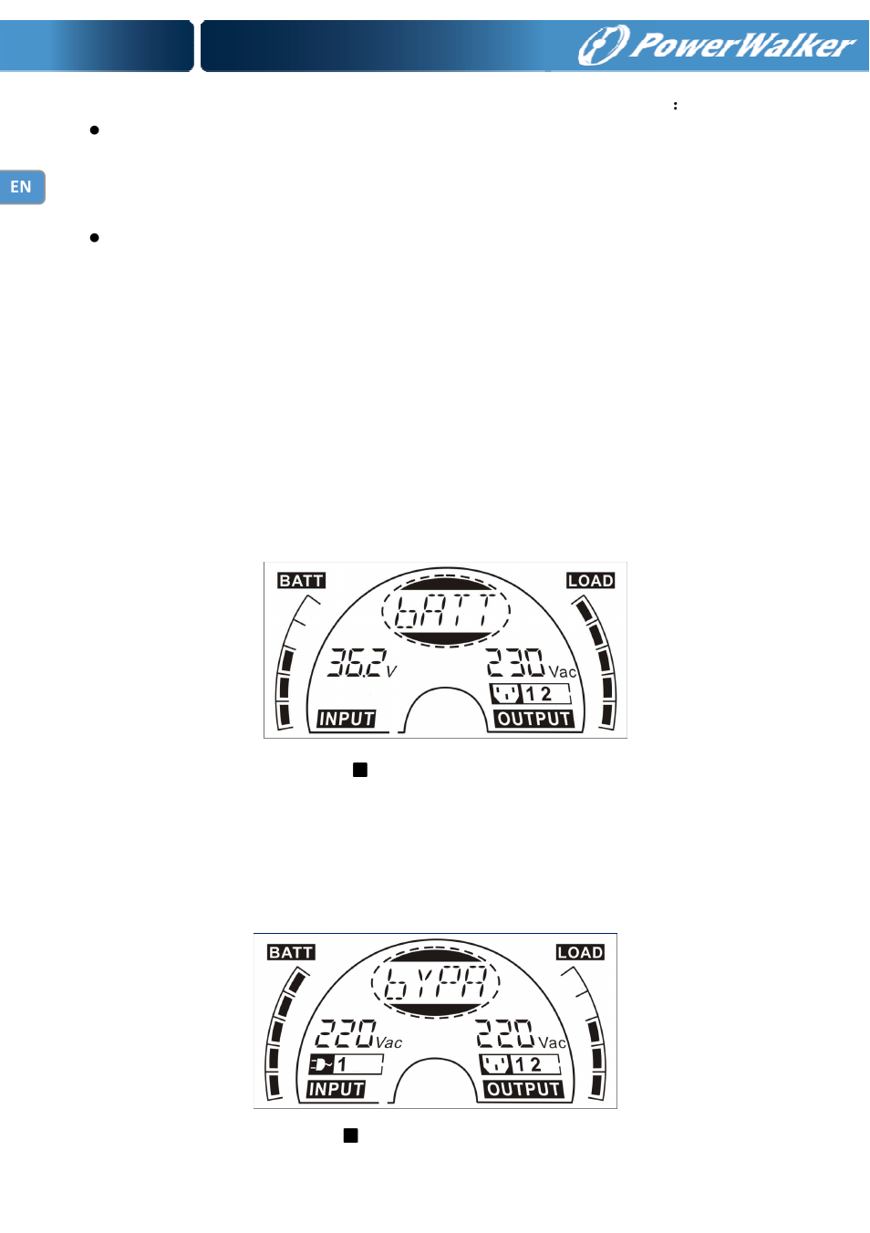 2 battery mode, 3 bypass mode | PowerWalker Battery Pack for VFI 1000RT LCD User Manual | Page 29 / 143