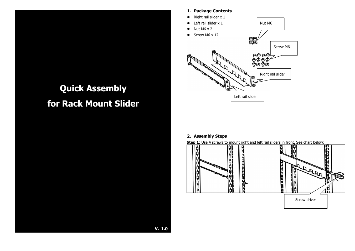 PowerWalker Rack Kit for 1-10KVA 19" UPS User Manual | 2 pages