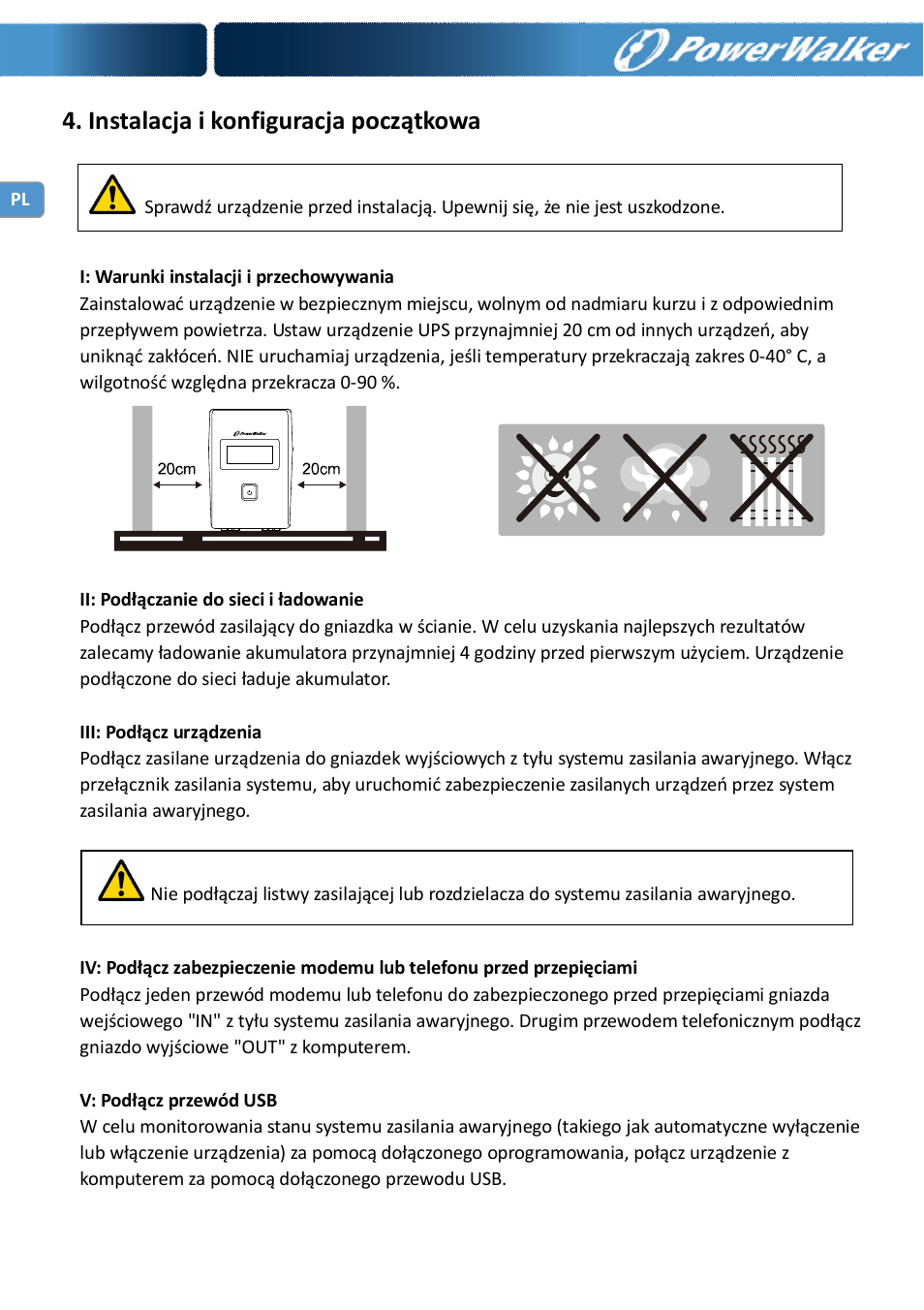 Instalacja i konfiguracja początkowa | PowerWalker VI 650 LCD_FR User Manual | Page 30 / 40
