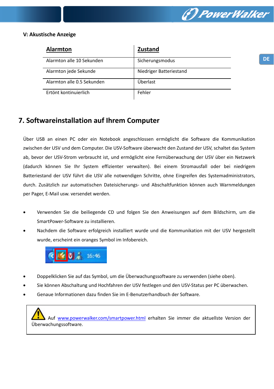 Softwareinstallation auf ihrem computer | PowerWalker VI 1000 User Manual | Page 20 / 220