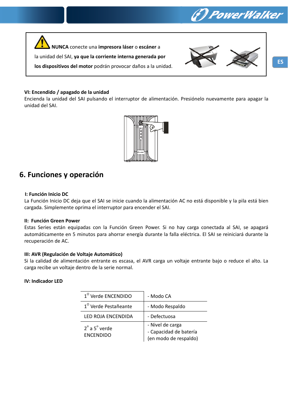 Funciones y operación | PowerWalker VI 1000 User Manual | Page 41 / 220