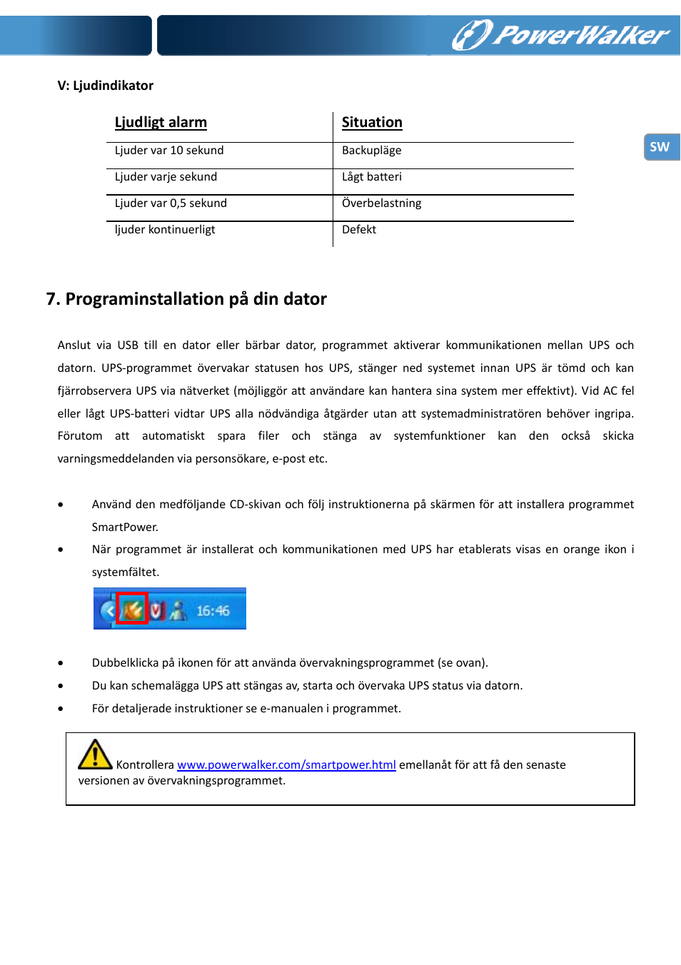 Programinstallation på din dator | PowerWalker VI 1000 User Manual | Page 75 / 220