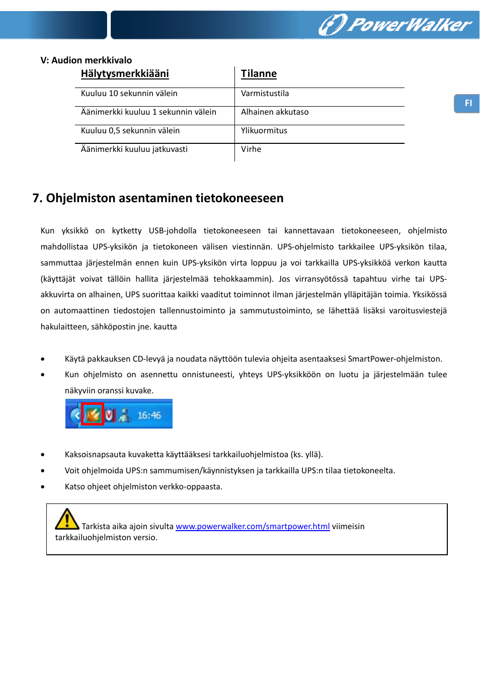 Ohjelmiston asentaminen tietokoneeseen | PowerWalker VI 1000 User Manual | Page 86 / 220