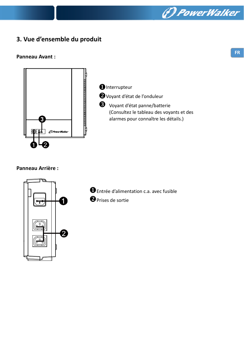 Vue d’ensemble du produit | PowerWalker VFD 600 IEC User Manual | Page 21 / 64