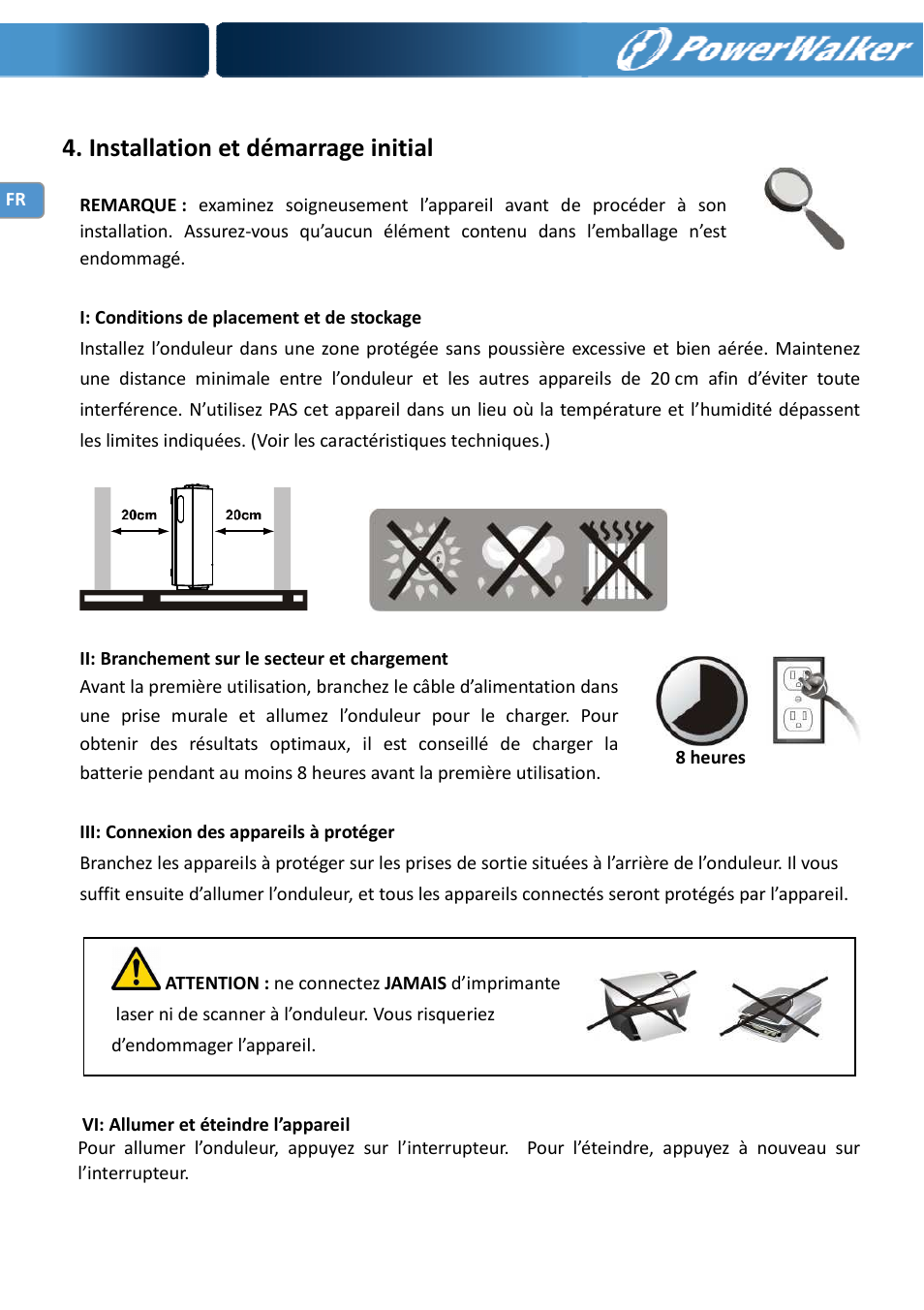 Installation et démarrage initial | PowerWalker VFD 600 IEC User Manual | Page 22 / 64