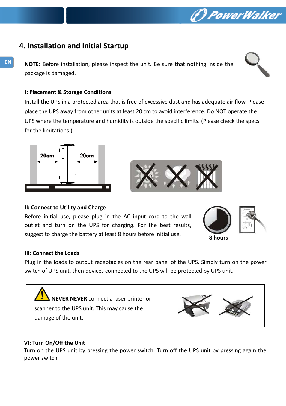 Installation and initial startup | PowerWalker VFD 600 IEC User Manual | Page 6 / 64